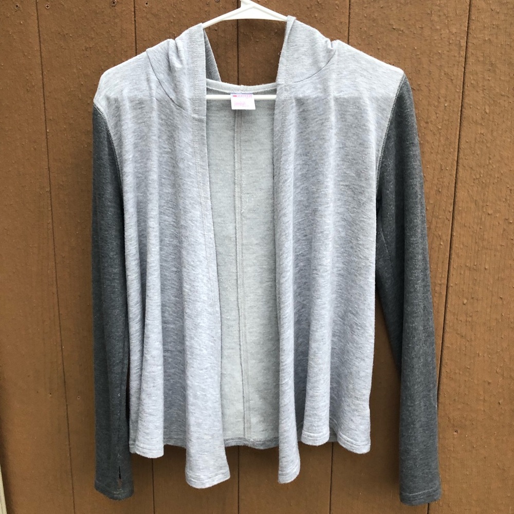 gray cardigan